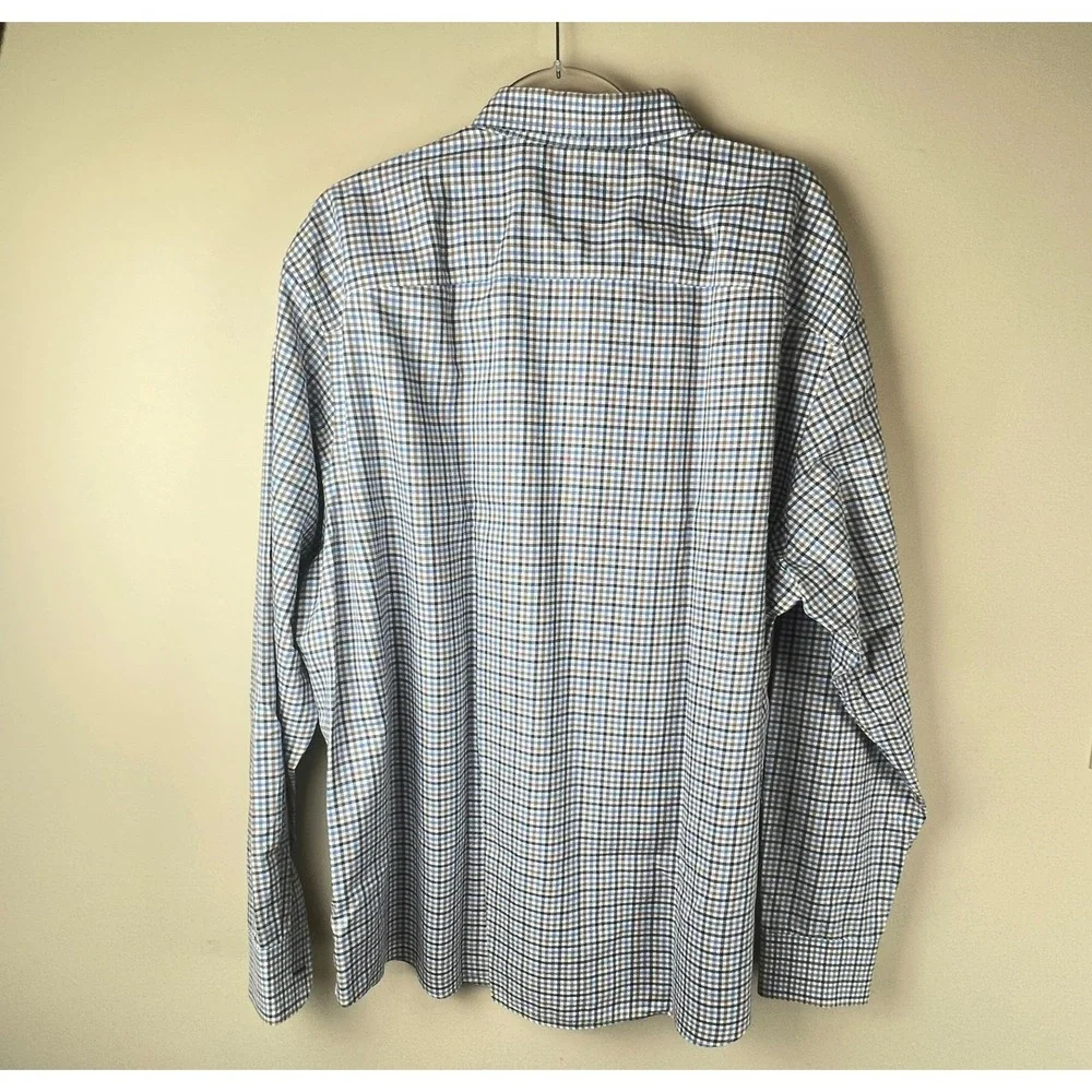 UNTUCKit‎ XXXL Wrinkle Free Button Down Shirt Blue Brown Plaid Cotton